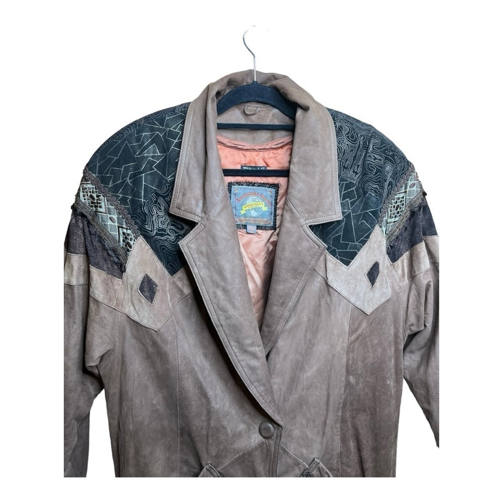 Vintage Adventure Bound Wilson’s Brown Western leather trenchcoat size medium - Picture 3 of 10